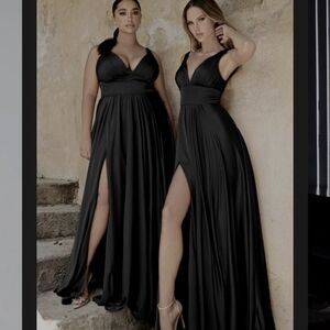 Mia Bella The Label Black Cinderella Divine 7469 Thigh‎ Slit Maxi Dress